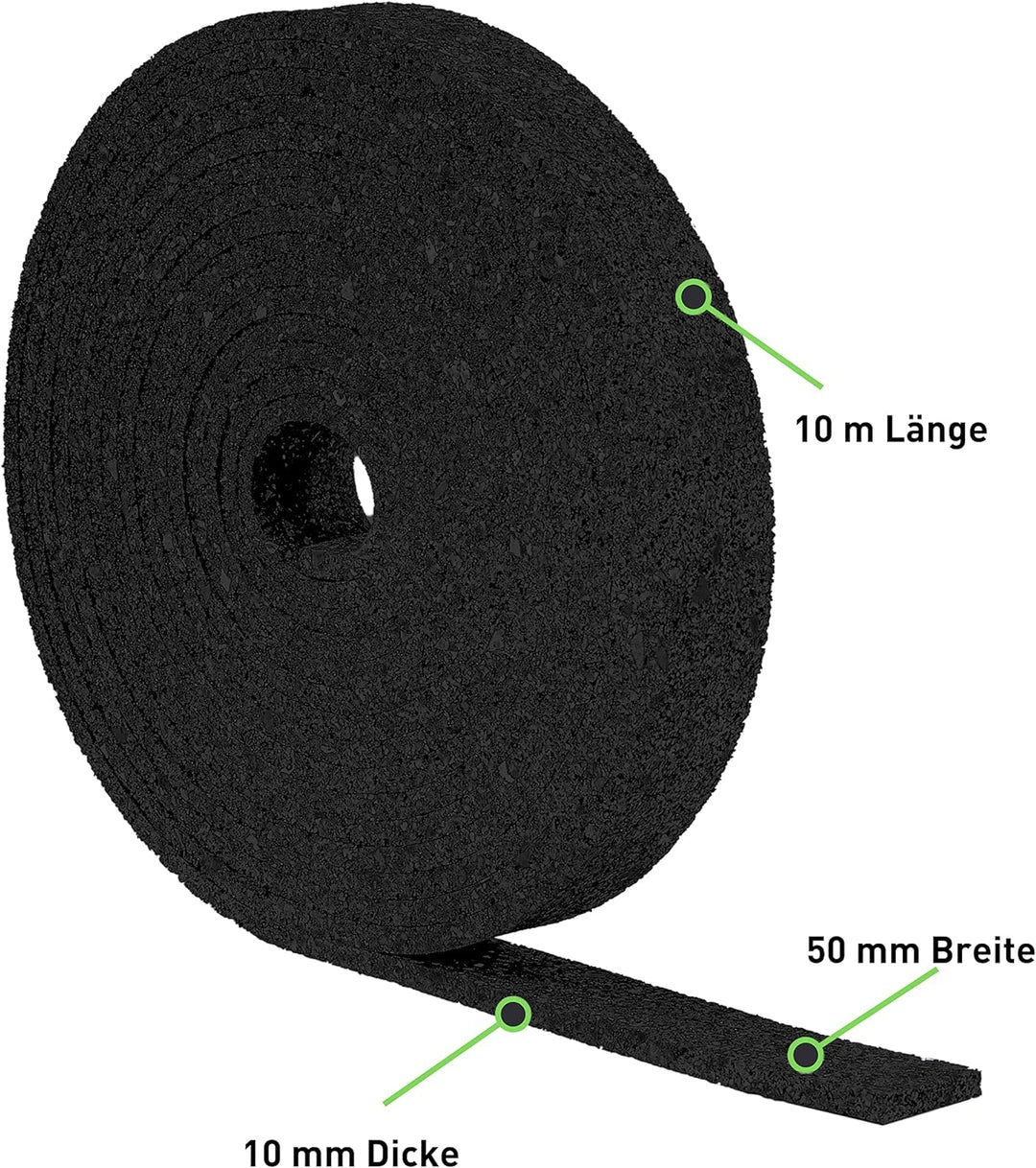 Terrassenpads auf Rolle (10m x 50mm x 10mm) - Gummigranulat, Bautenschutzmatte, Unterlegpads, Terras