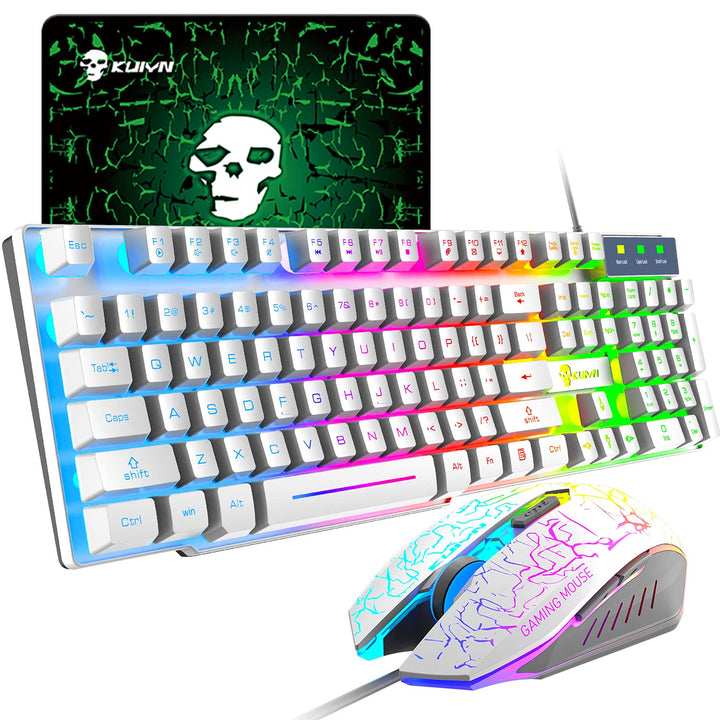 UrChoiceLtd Meyying T6 Regenbogen Hinterleuchtet Multimedia USB Spiel Tastatur + 2400DPI 6 Tasten Op