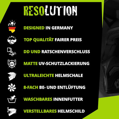 Broken Head Supermoto- & Motocross-Helm Resolution Grün - Schwarz-Grün S (55-56 cm) Crosshelm, S (55