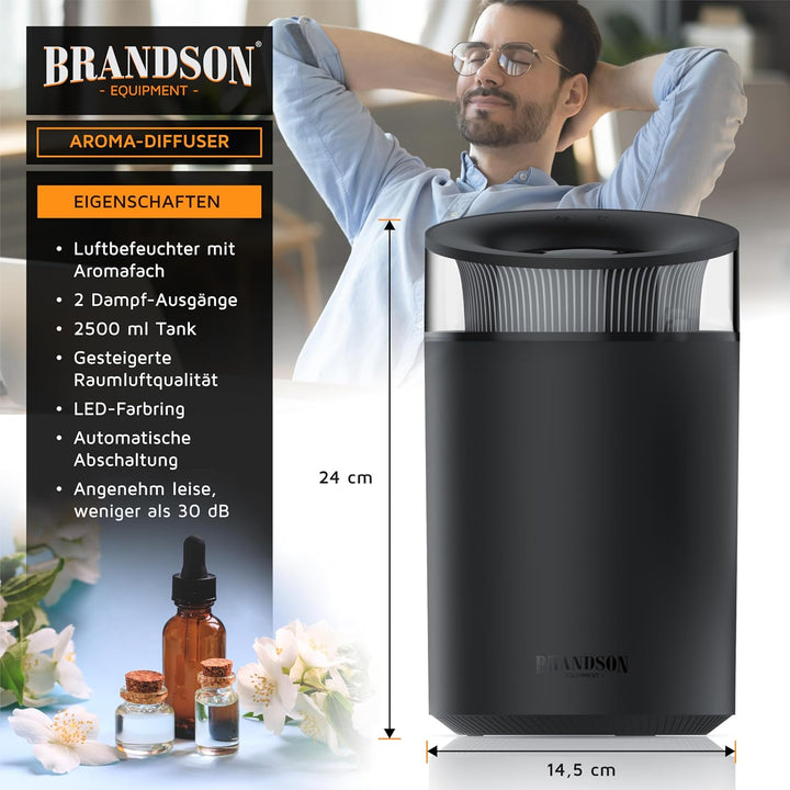 Luftbefeuchter 2,5 Liter leise - Aroma Diffuser klein - 7 LED Farben Stimmungslicht – 2 schaltbare D