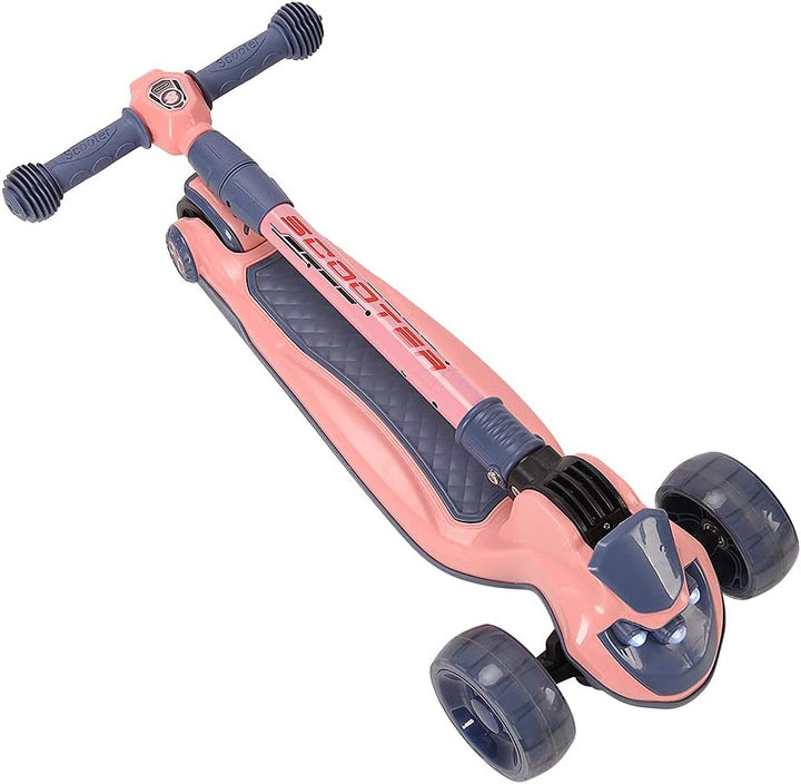 Tretroller mit 3 Rädern für Scooter, faltbar, bunt | rutschfeste Brücke höhenverstellbar mit LED-Lic