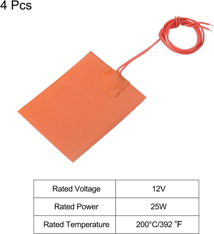 sourcing map Silikon-Heizmatte, 12V 25W Heizfolie Flexible Heizplatte 100mmx80mm Heizmatte für konst