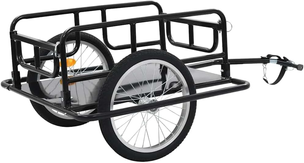 Fahrradanhänger Radanhänger Lastenanhänger aus Stahl Schwarz 130 x 73 x 48,5 cm 50 kg, klappbare Dei