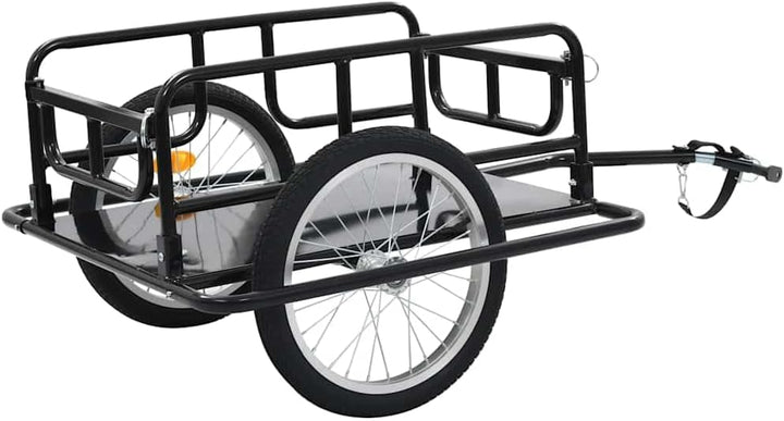 Fahrradanhänger Radanhänger Lastenanhänger aus Stahl Schwarz 130 x 73 x 48,5 cm 50 kg, klappbare Dei