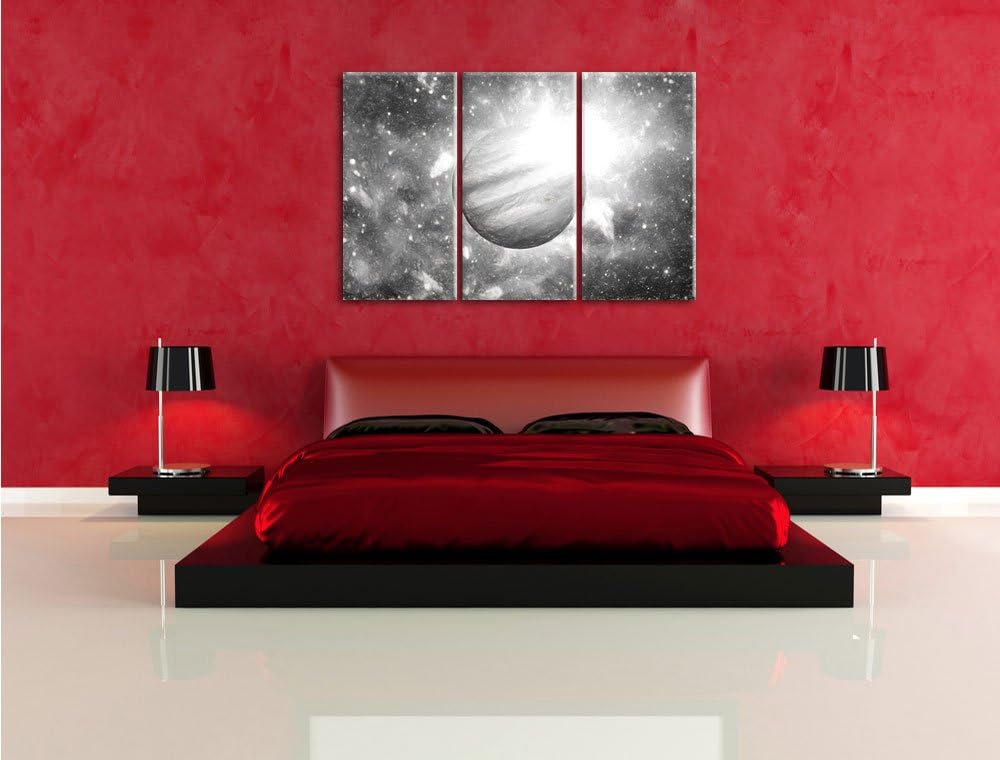 Pixxprint Planet Jupiter im Universum Kunst als Leinwandbild/Grösse: 3 Teilig (120x80 cm) cm/Wandbil