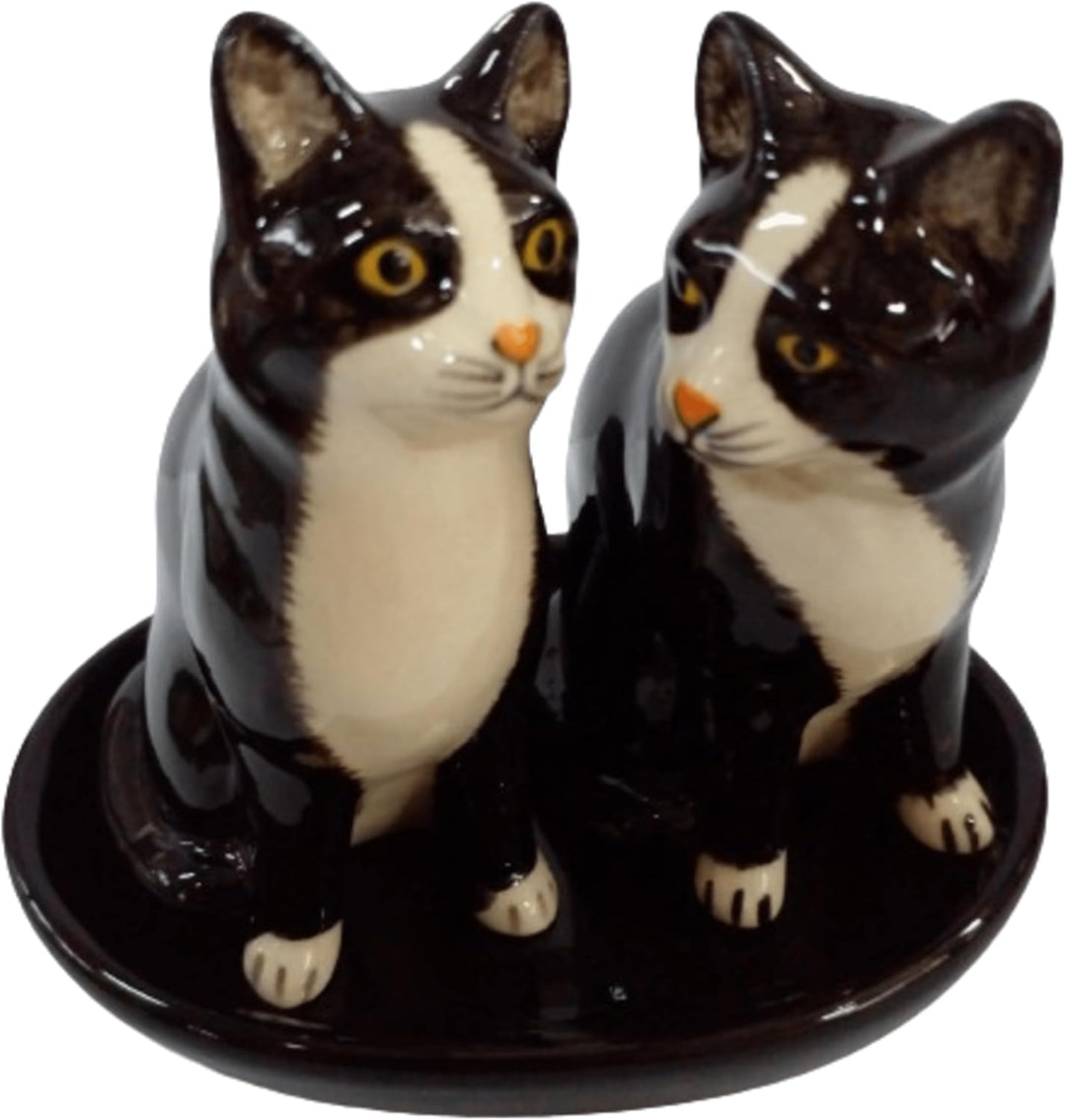 Keramik Salz und Pfefferstreuer Set Katzen Motiv (schwarz weiss), Schwarz Weiss