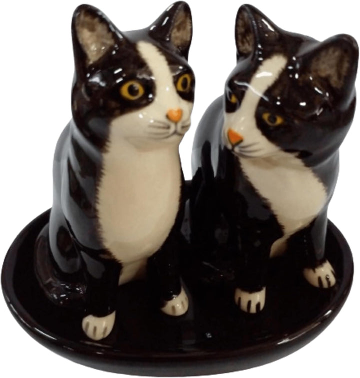 Keramik Salz und Pfefferstreuer Set Katzen Motiv (schwarz weiss), Schwarz Weiss