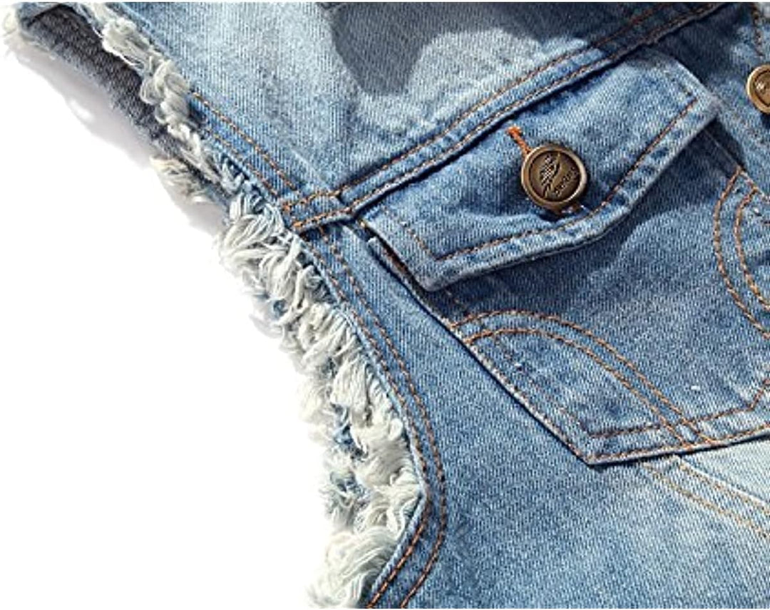 MERCIY Herren Beiläufiger Denim Weste Jacke Klassische ärmel Dünne Jacken L Hellblau, L Hellblau