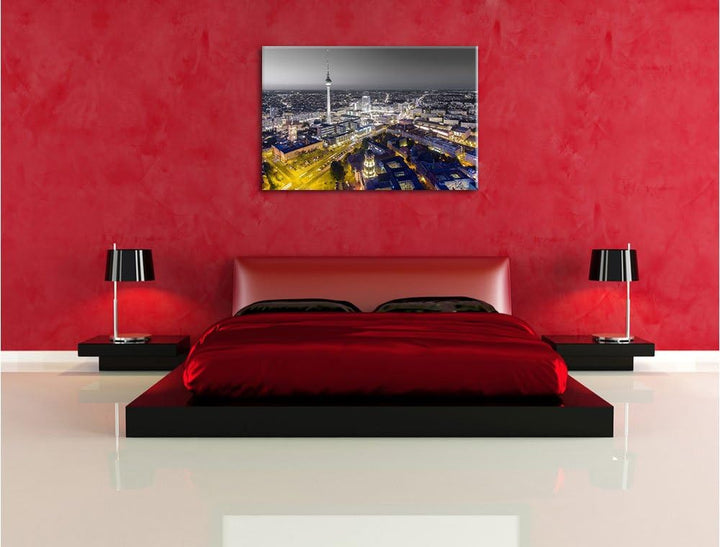 Pixxprint Berlin City Panorama B&W Detail, Format: 100x70 auf Leinwand, 100x70