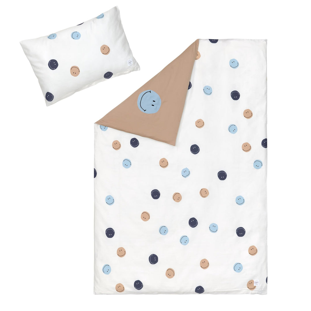 LÄSSIG Kinder Bettwäsche Set aus Bio Baumwolle GOTS zertifiziert 2-teilig/Bedding Set Smile milky/br