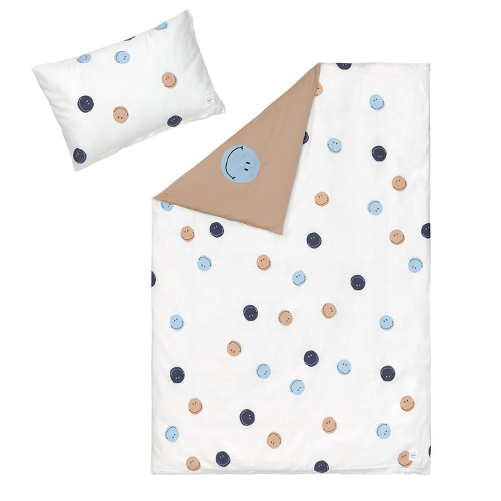 LÄSSIG Kinder Bettwäsche Set aus Bio Baumwolle GOTS zertifiziert 2-teilig/Bedding Set Smile milky/br
