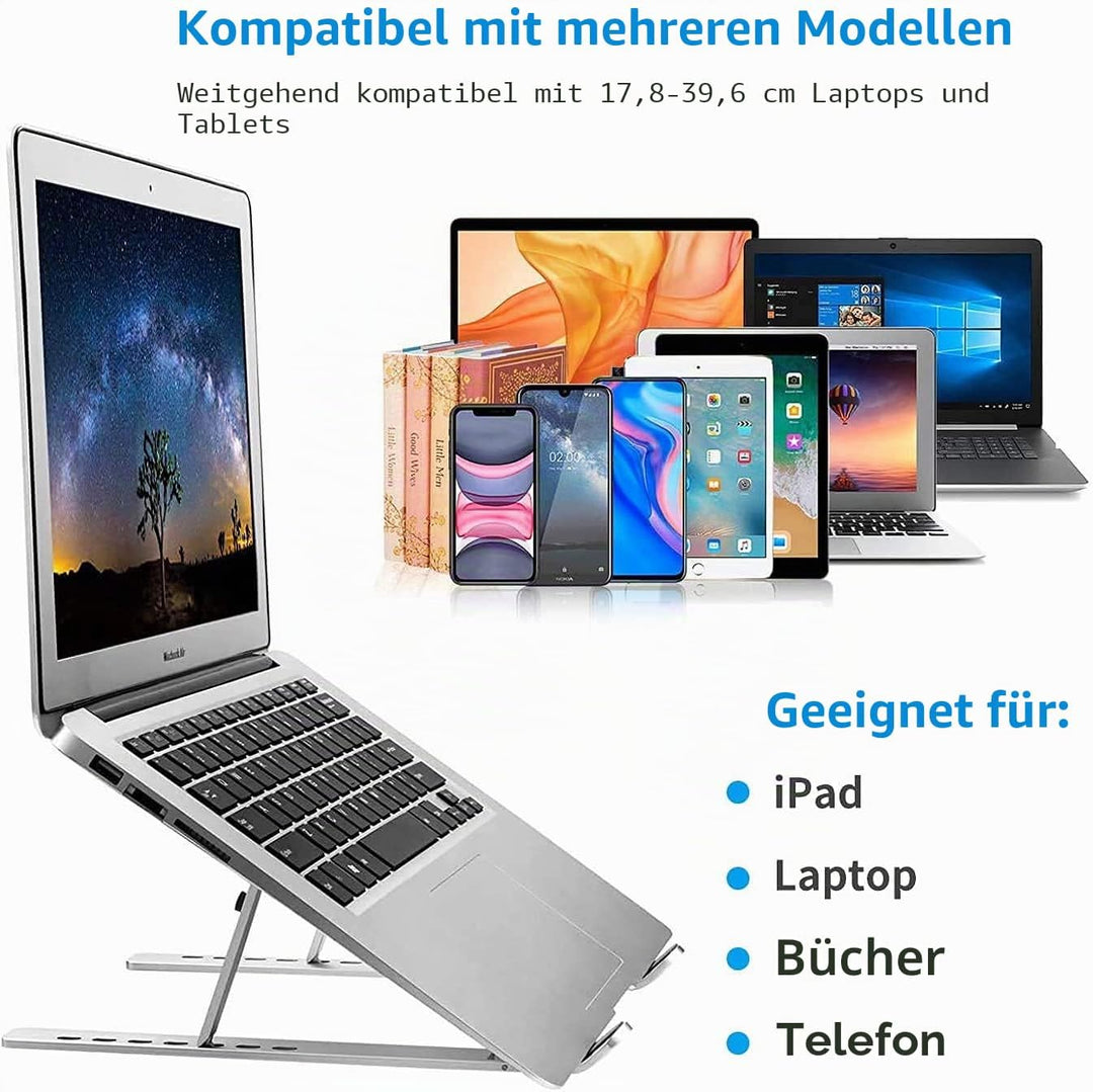 Laptop ständer aus Aluminium,Faltbarer,belüfteter Halter,laptopständer höhenverstellbar,Ergonomisch