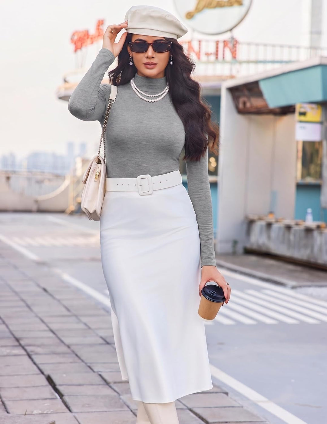 Zeagoo Damen Long Sleeve Shirt Rollkragen Slim Fit Basic Oberteile Elegant Hemd Tshirts Stretch Unte