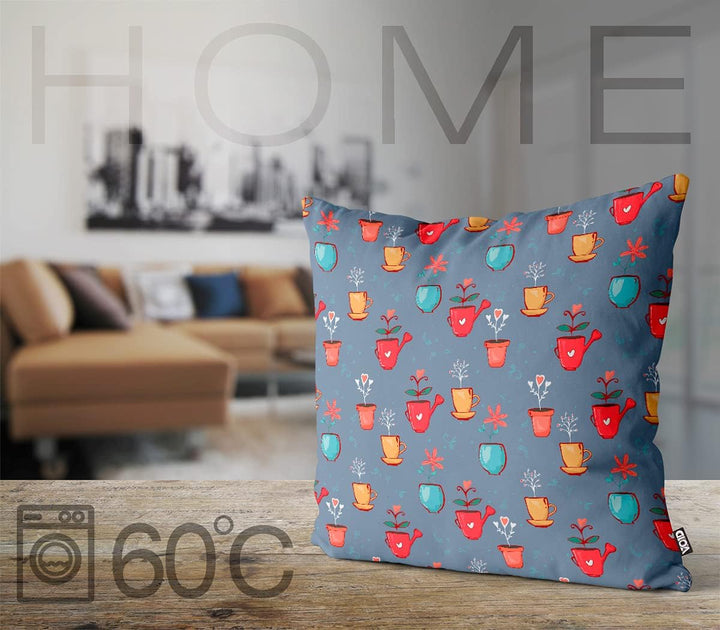 VOID Blumen Vasen Muster Kissenbezug 60x60 Kissenhülle Kissen Sofakissen Dekokissen wetterfest Outdo