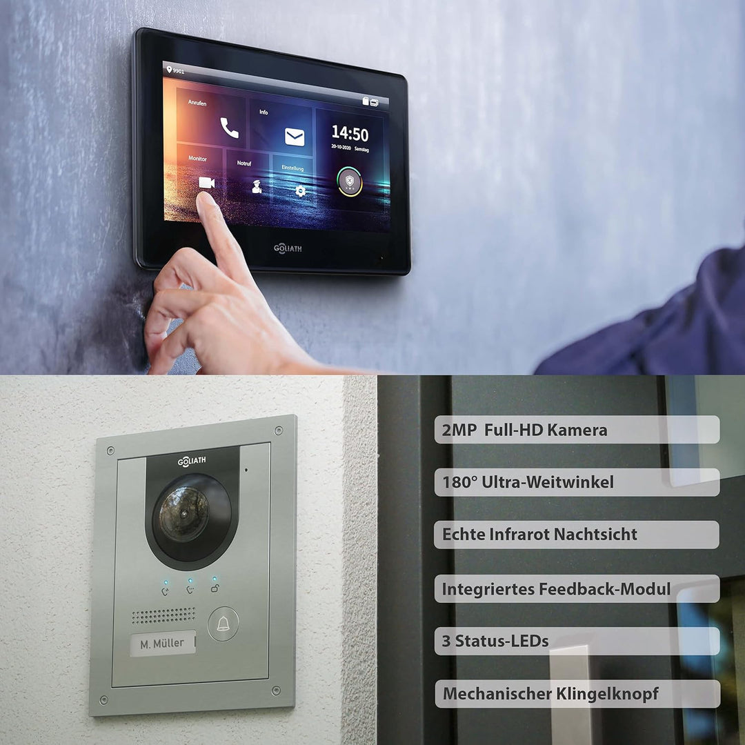 Goliath Hybrid | IP | Full-HD Video Türsprechanlage | App | 1-Fam | 2 x Full-Touchscreen 17,78 cm (7