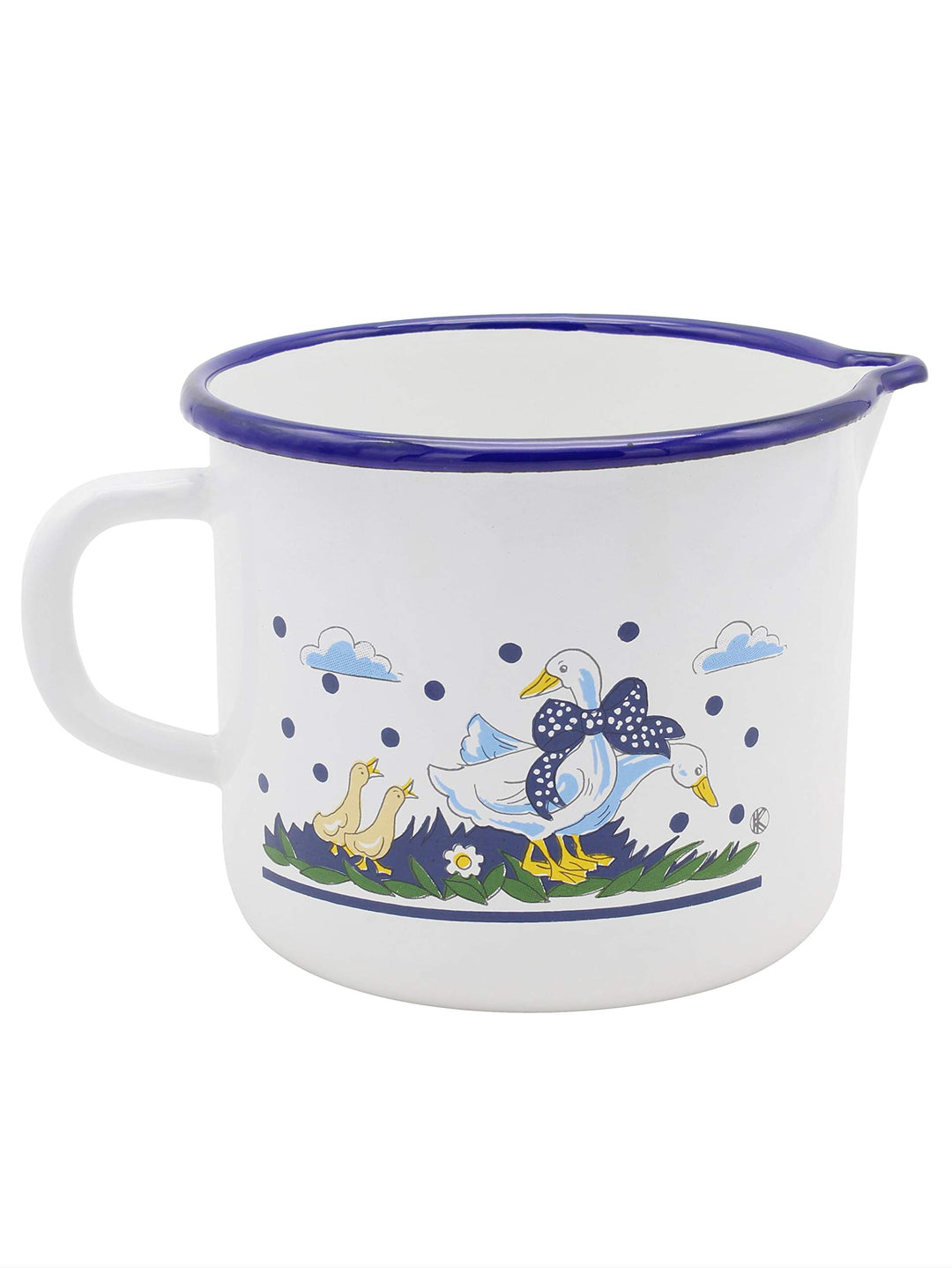 Krüger 4142 Milchtopf Gänseglück 14 cm, Emaille, 1.5 liters, mehrfarbig