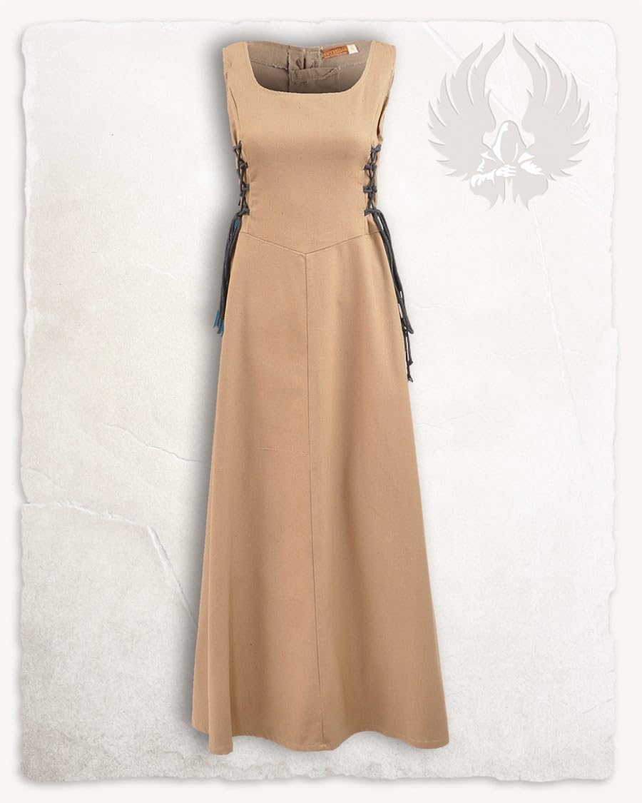 MYTHOLON Uma Kleid Canvas Sand, M, Kleid Mittelalter Damen, LARP, Cosplay, Wikinger M Sand, M Sand