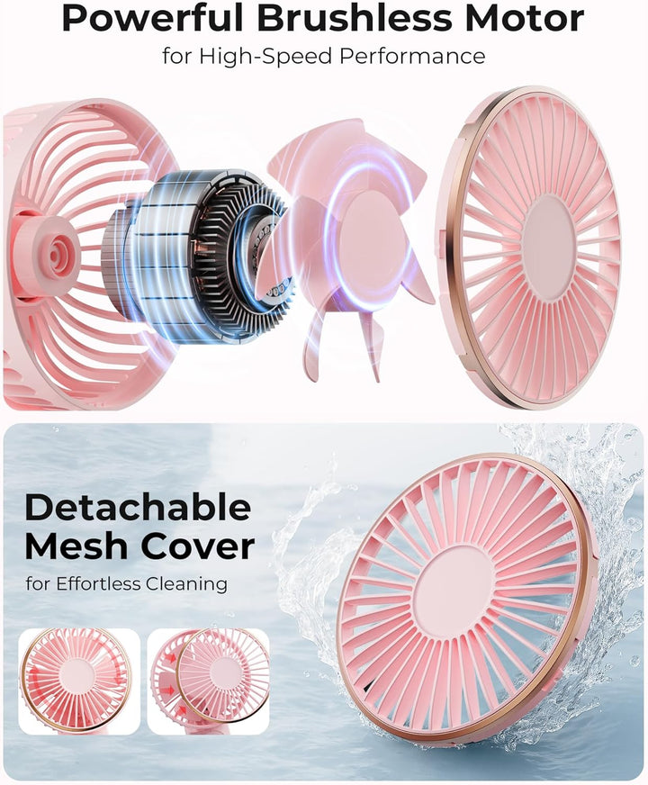 Tragbarer Mini-Ventilator Mit 4000mAh und LED-Display - 180° Verstellbar, Wiederaufladbar, 6 Geschwi