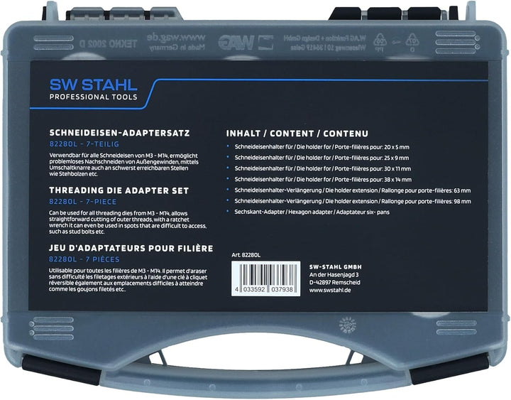 SW-Stahl 82280L Schneideisenhalter Verlängerungssatz 7 teilig M3-M14 (20-38 mm Dur.)