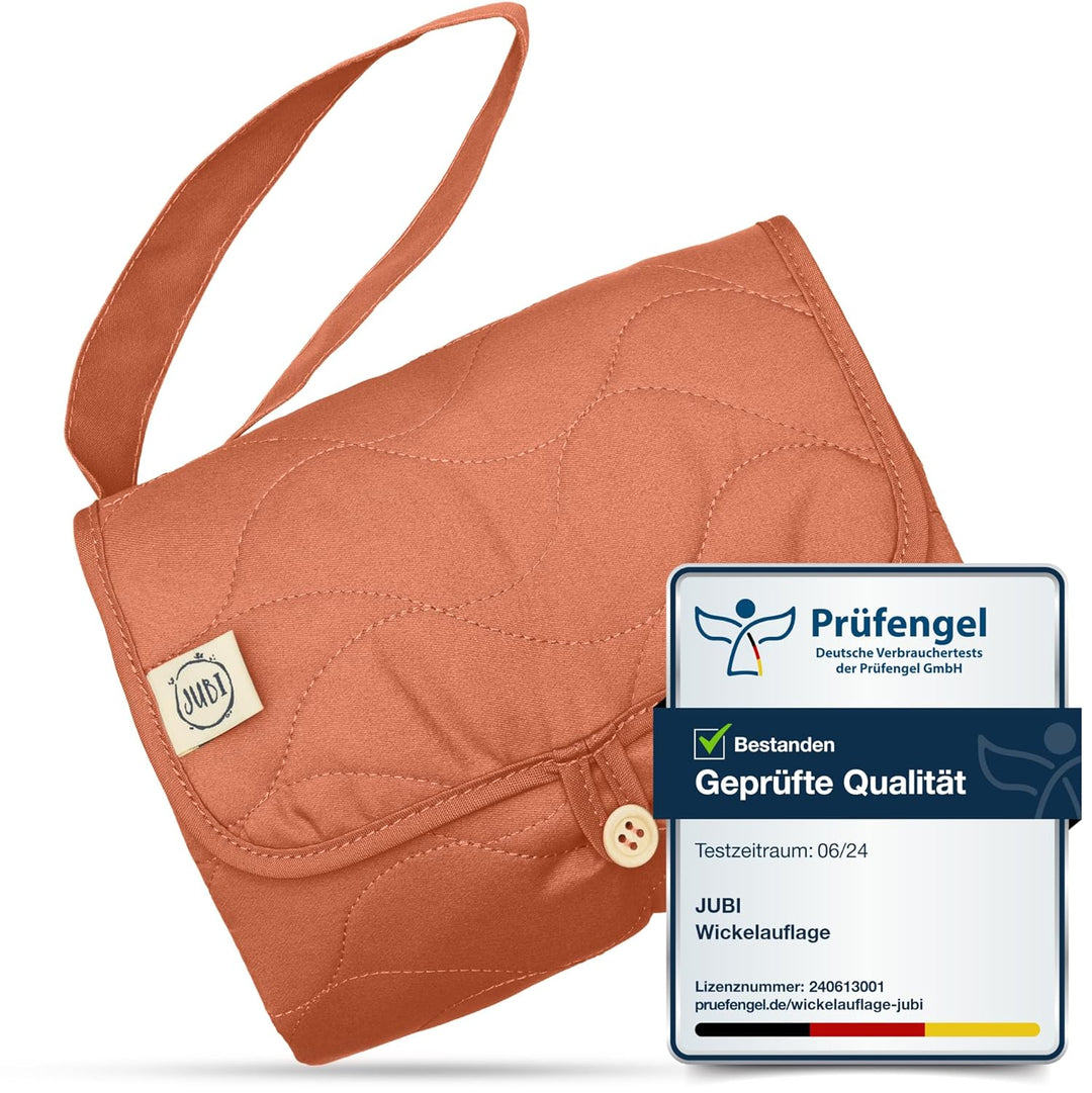Jubi® Wickelauflage Braun-Rust aus Biobaumwolle und ÖkoTex Polyester - Wickelunterlage für unterwegs