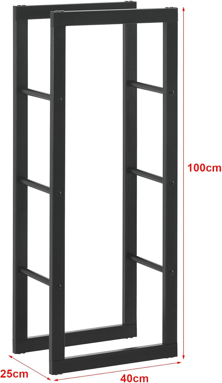 [en.casa] Kaminholzregal Täby Brennholzregal innen aussen Metall 40 x 25 x 100 cm Holzunterstand Sta