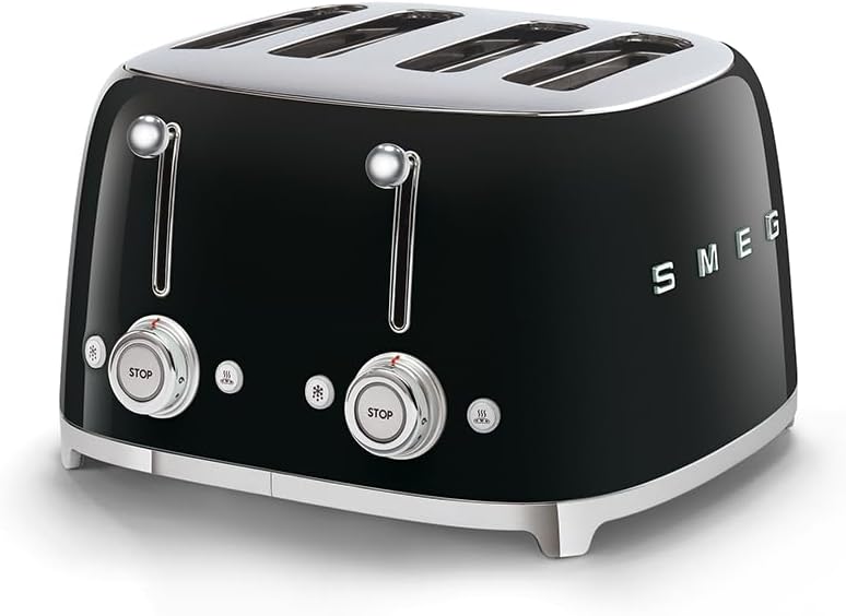 Smeg TSF03BLEU Toaster, 2000, metall, 1 Liter, Schwarz, Schwarz