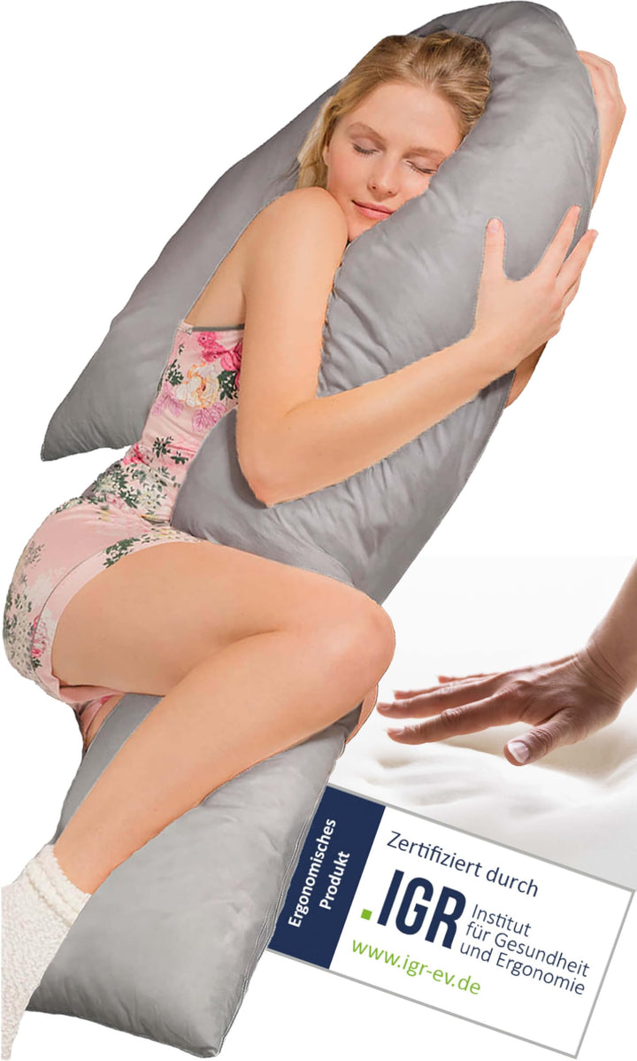 Traumreiter Seitenschläferkissen Visco J Form Wendekissen mit Memory Foam Stütze [orthopädisch] Schw