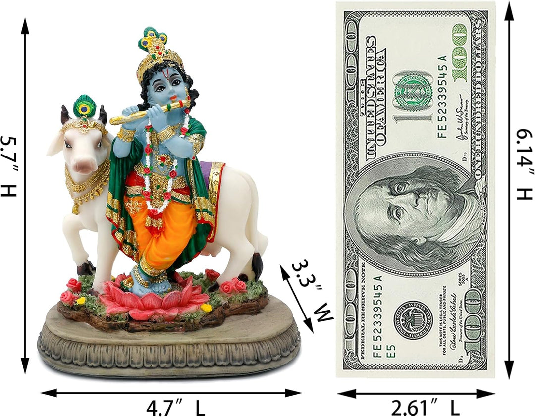 alikiki Statue Hindu-Gott Lord Krishna – 14,5 cm H Indien Idol Krishna Skulptur Geschenke für indisc