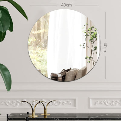 Sqinor Spiegel Rund 40cm Kleben Rahmenlos HD Glas Modern Spiegel Wand, Selbstklebend Wandspiegel Kle