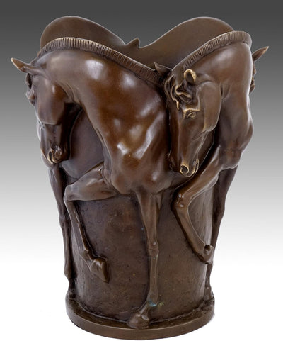 - Pferde Bronze Vase - Bronzevase - signiert Milo - Pferdevase - Pferdeskulptur - Tierfigur - Pferd