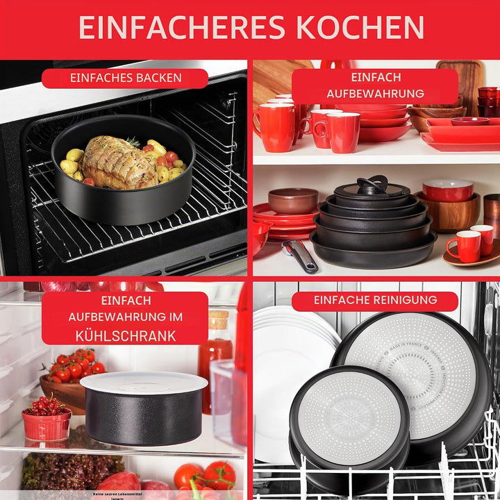 Tefal L3959053 Ingenio Unlimited On Töpfe- und Pfannen-Set, stapelbar, abnehmbarer Griff, platzspare
