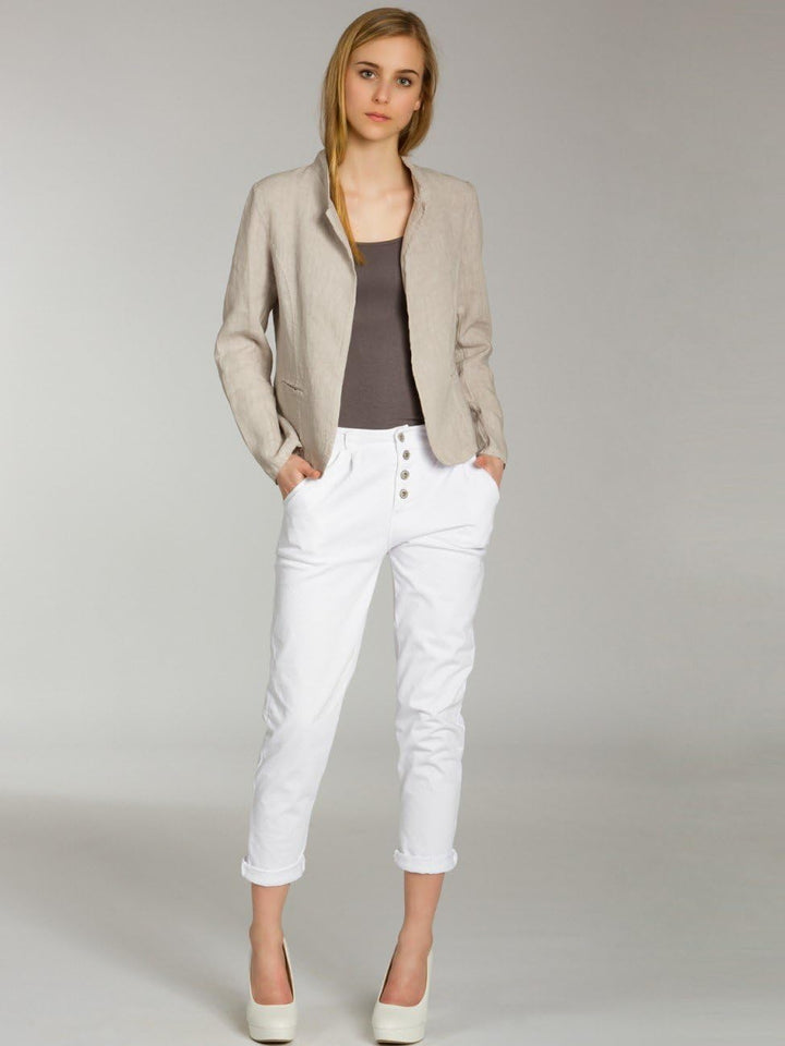 Caspar BZR004 kurzer Damen Leinen Sommer Blazer XS Beige, XS Beige