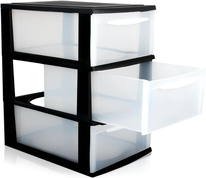 Schubladenbox A4 Schubladenschrank Kunststoff Schreibtisch Organizer mit 3 transparenten Schubladen