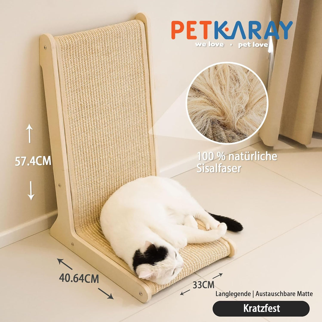 PETKARAY 105° Sisal Katzenkratzer, Sisal Kratzpad für Indoor Katzen, L Form Kätzchen Kratzbrett, Sta