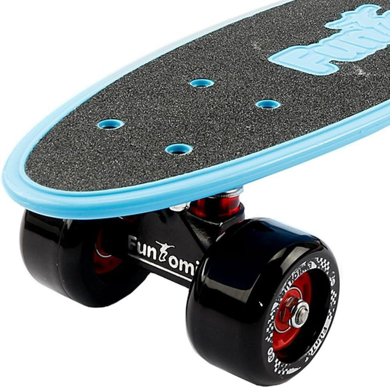 FunTomia Miniboard Cruiser Skateboard mit 70/65mm Big Wheel Rollen inkl. MACH1 Kugellager blau mit R