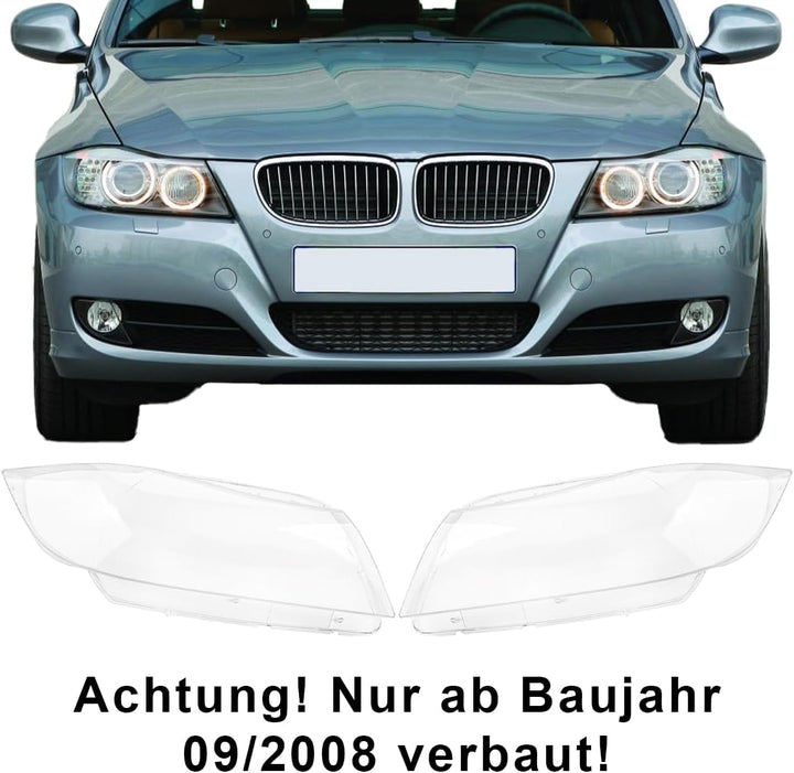 LST Scheinwerferglas Streuscheibe Frontlicht Abdeckung rechts kompatibel mit BMW 3er E90 E91 Touring