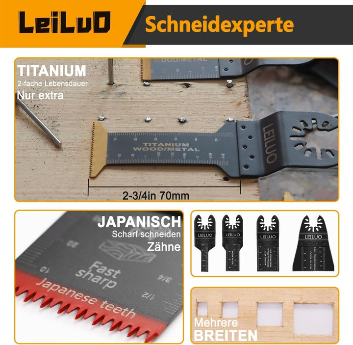 LEILUO 134 Stück Multitool Sägeblatt Set Oszillierende Sägeblätter Sandpapier und Schneide Zubehör m