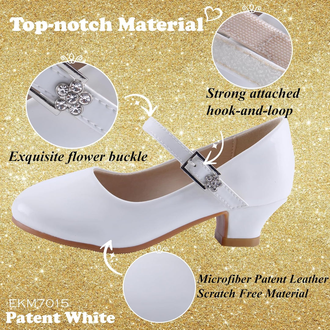 EIGHT KM - Mädchen High Heel Kleid Schuhe - Mary Jane Prinzessin Hochzeit Pumps - Funkelnder Glitzer