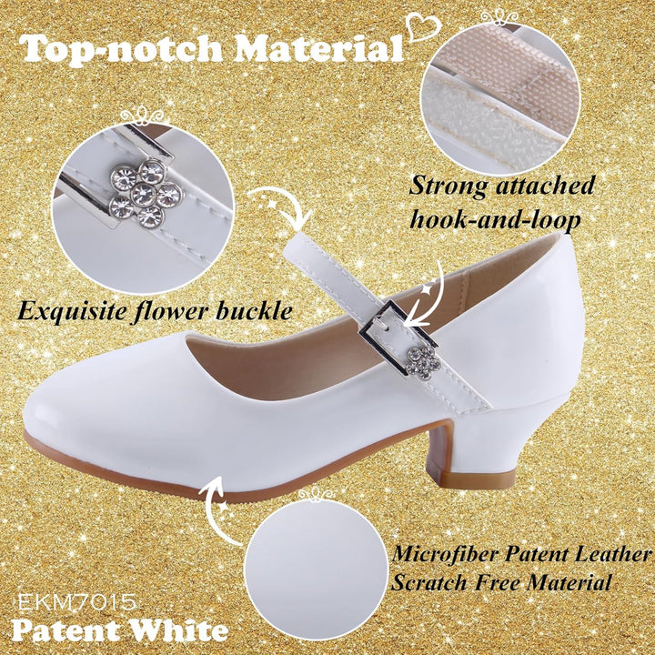 EIGHT KM - Mädchen High Heel Kleid Schuhe - Mary Jane Prinzessin Hochzeit Pumps - Funkelnder Glitzer
