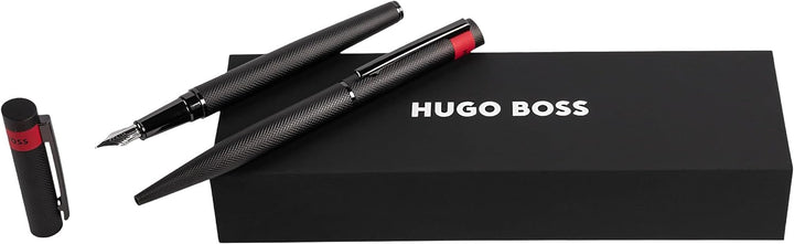 Hugo Boss Stifte-Set Loop Diamond Gun Kugelschreiber & Tintenroller aus Messing hergestellt, Farbe: