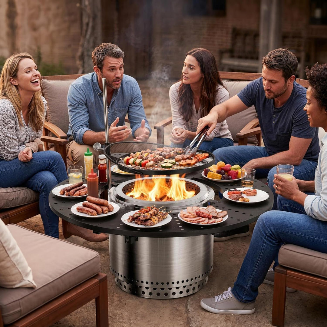 onlyfire 3-in-1 Feuerstelle Surround Tischplatte für Solo Stove Bonfire 49,5cm, Höhenverstellbar & 3