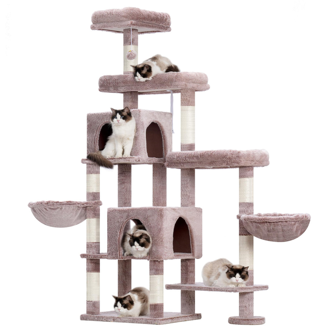 Hey-brother XXL Kratzbaum für gross Katzen, 180 cm hoch Stabil Katzenbaum mit rechts erweitert mit 3