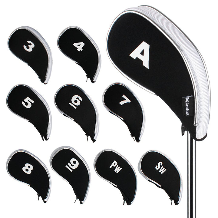 Andux Golfschlägerhauben mit Reissverschluss, 10 Stück Schwarz/Weiss, Einheitsgrösse Schwarz/Weiss