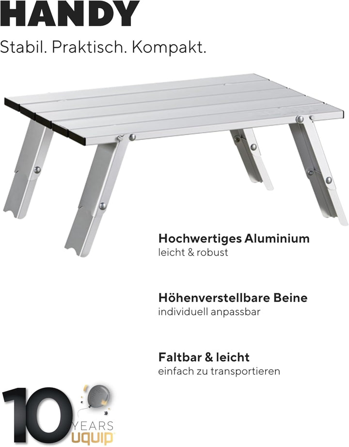 Uquip Campingtisch Handy Mini Camping Angel Tisch Faltbar Verstellbar Leicht Alu