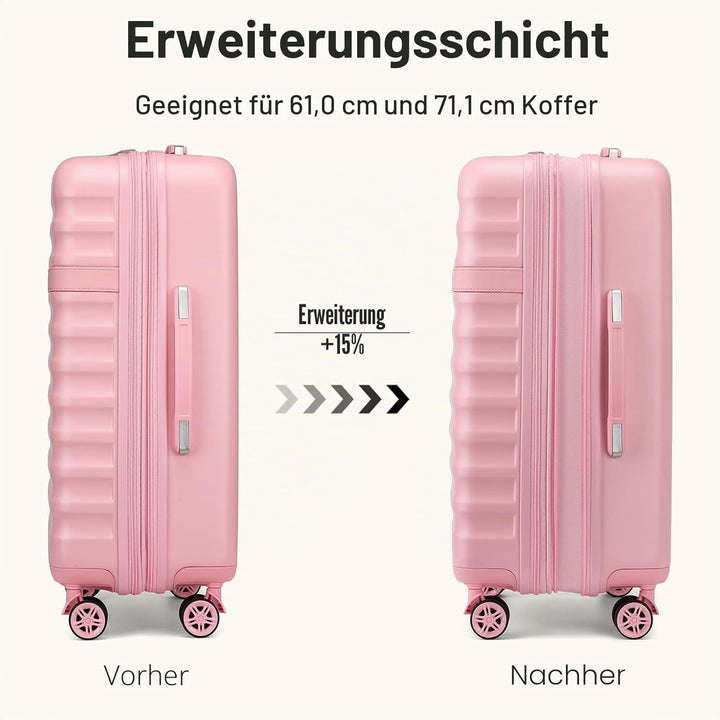 KONO Koffer Trolley Kofferset 3 Teilig Reisekoffer von ABS+PC Hartschalenkoffer mit 4 Rollen TSA Sch
