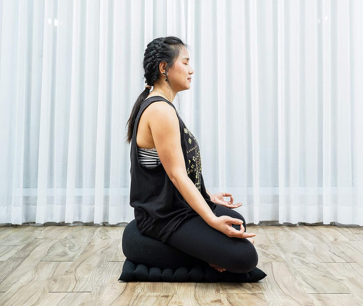 Leewadee Meditationsset Yogaset aus Meditationskissen Zafu und Kleiner rollbarer Sitzmatte Zabuton Ö