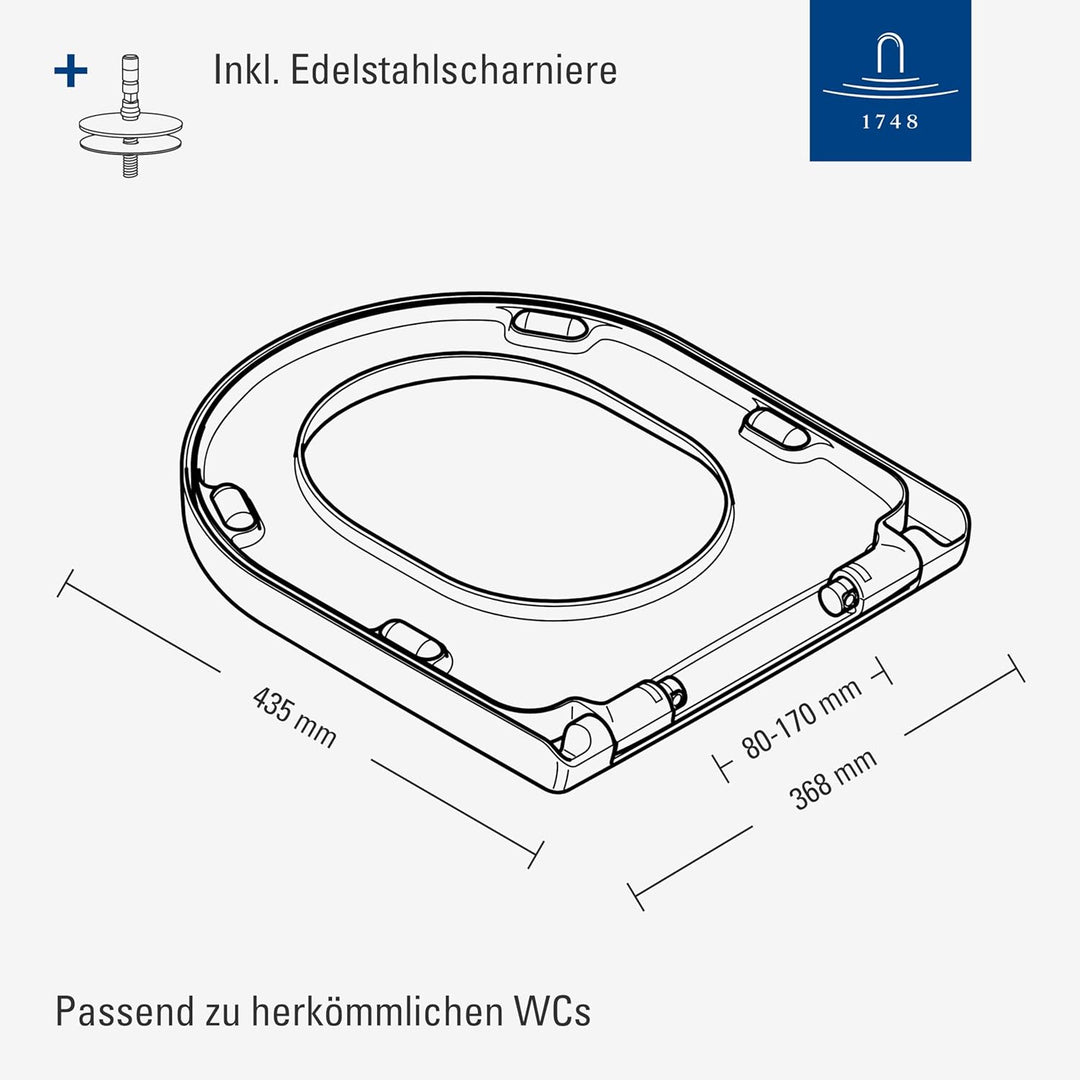 Villeroy & Boch Universal WC-Sitz - Toilettendeckel Weiss glänzend mit Absenkautomatik (nach Montage