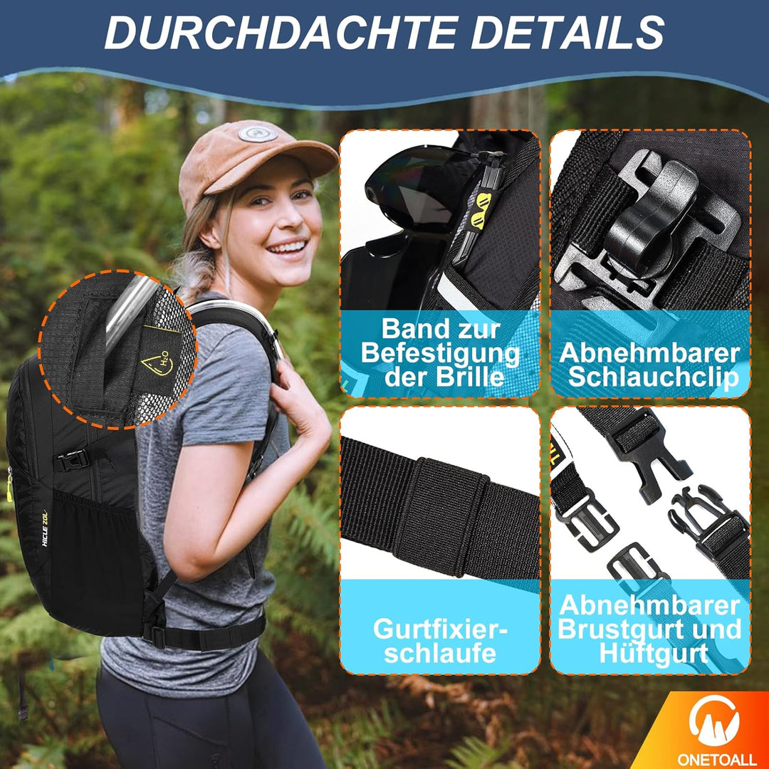 Wanderrucksack Damen, Diebstahlsicherer Tagesrucksack Damen, Wasserdichter Fahrrad Rucksack mit Rück