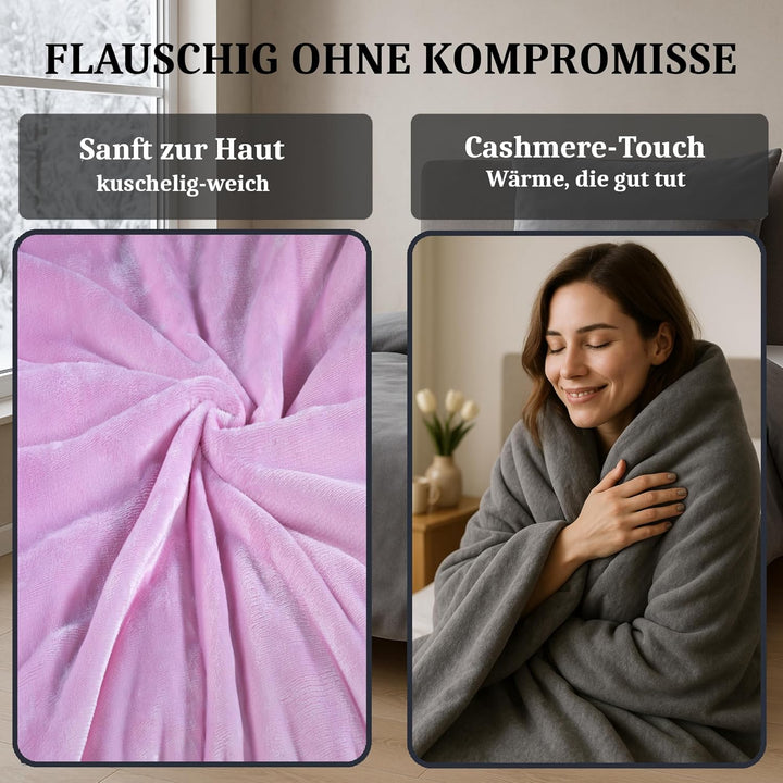 MALIKA Winter Plüsch Bettwäsche Nicky-Teddy Cashmere Coral Fleece 135x200 155x220 200, Grösse:135 x