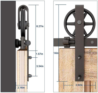 CCJH 200CM (6.6FT) Schiebetürbeschlag Set Schiebetürsystem Laufschiene für Schiebetür Hängeschiene f